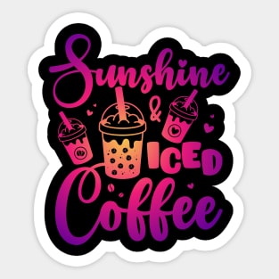 Sunshine and Iced Coffee Funny Summer Beach Sunshine Sticker